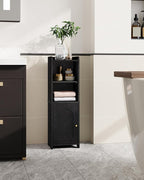 Hzuaneri Bathroom Storage Cabinet, Corner Floor Cabinet with Doors and Adjustable Shelf, Narrow Toilet Paper Cabinets, Bathroom Organizer for Small Spaces, Black BC39704X