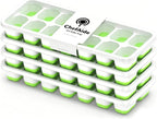 ChefAide Ice Cube Tray with Lid, 4 Packs 56 Cubes Durable Stackable Ice Cube Trays for Freezer with Removable Lids, Easy-Release Plastic & Silicone Ice Tray for Cocktail, Coffee