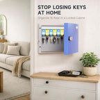 WeHere 16 Key Lock Box, Key Cabinet with Key Management App (Track Key Borrow/Return), 3-Digit Combination Lock & Backup Key, Wall Mount Key Holder Organizer Box for Home, Small Office, Rental