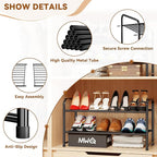 Simple Shoe Rack, 2 Tier Heavy Duty Metal Shoe Shelf 27 Inch Wide, Black