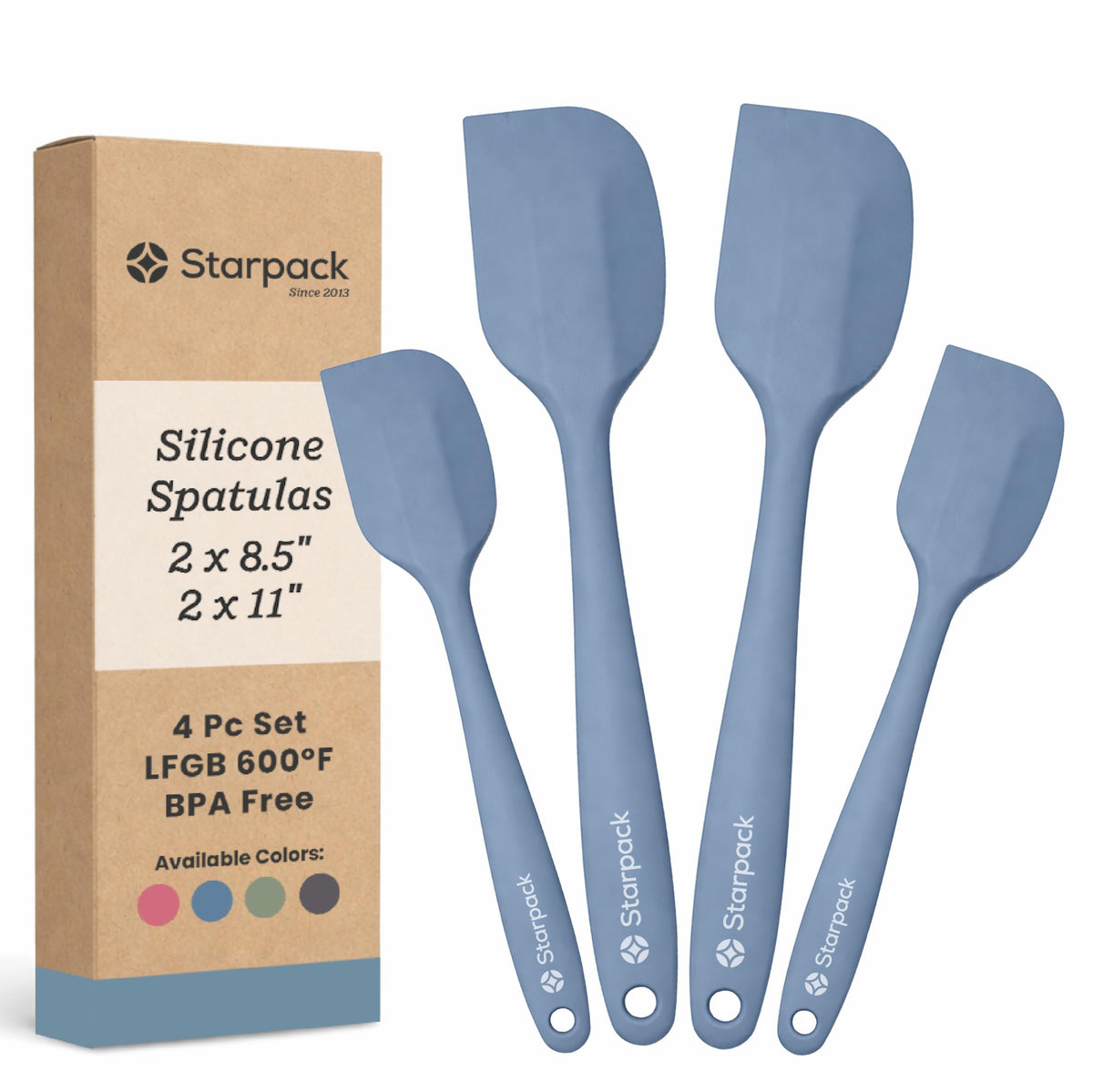 Starpack 'Scrape and Stir' Silicone Rubber Spatula Set (4-Piece) - LFGB Non Toxic, 600°F Heat Resistant, BPA-Free, One-Piece Kitchen Baking Spatulas - Dishwasher Safe for Nonstick Cookware Earthy Pink