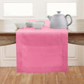 Solino Home Linen Flamingo Pink Table Runner 144 Inches Long - 100% Pure Linen Extra Long Table Runner 14 x 144 Inch for Christmas - Classic Hemstitch