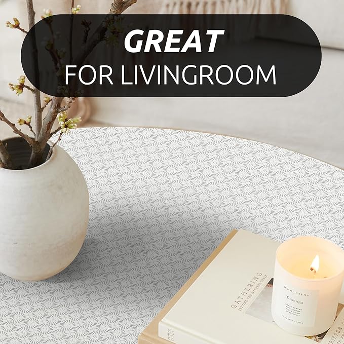 RAY STAR 18X96 Inch Shelf Liner for Kitchen Cabinets, Non-Adhesive Cabinet Liner Washable, PVC Drawer Liner for Dresser Non-Slip Bathroom (White Circle)(5 Roll)