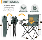 Joyfair Portable Camping Chair, Outdoor Lawn Folding Chairs for Adults, Heavy Duty Large Foldable Chairs for Beach, Fishing, Tailgating and More Outdoor Sport, Carry Bag & Cup Holder