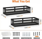 PUSDON Mesh Shower Caddy Wall Mount, Heavy Duty Adhesive Bathroom Shelf Organizer, Rustproof Floating Spice Rack for Kitchen Pantry, Holds 50 LBS, Multi-Purpose Storage Black-2 Packs (Netting)