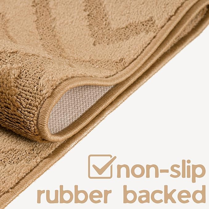 6ft Custom Cut Runner Rug for Indoor Entryway Foyer - Gold Tan | Non-Slip | Washable & Edge Bound