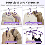 HOUSE DAY Plastic Clothes Hangers 12 Pack, Sweater Hangers No Shoulder Bump, Thick Heavy Duty Coat Hanger for Closet, Purple Wide Hanger with Non-Slip Hook for Sweaters, Suits, Dresses, Jackets, Pants