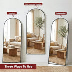 Antok Full Length Floor Mirror Arched Standing Mirror with Aluminum Frame - Freestanding Wall Mount Leaning Body Mirror for Bedroom Living Room Entryway, 71" L x 32" W, Black