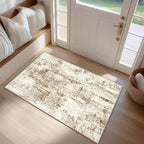FMFUNCTEX Entryway Rug 2x3 Washable Brown Beige Modern Abstract Door Mat Non Slip Low Pile Indoor Carpet Soft Small Entrance Throw Rugs for Entrance Entry Bedroom Kitchen Bathroom Laundry
