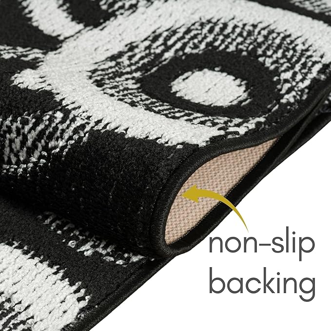Custom Size Black Hallway Runner Rug | Cut to Length 2'3" x 8' (Runner) | Non-Slip & Machine Washable | REMNAZ