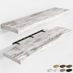 RICHFOCUS 48Inch Floating Shelves for Wall 2 Pack Shelves for Bedroom|Kitchen|Bathroom Wall Mounted Rustic Distressed Wood Floating Shelf with Invisible Brackets for Books|Storage|Decor, Rustic