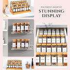 FINESSY Bamboo Glass Spice Jars with Labels and Shaker Lids Clear Empty 4oz 24 Pack Bottles Set, Glass Spice Containers with Labels, Seasoning Organizer Jars