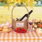 NatNarr 6 Pack Orange Gingham Tablecloth, 54 X 108Inch Plastic Orange Checkered Table Cloth Disposable Scalloped Tablecloths Waterproof Plaid Table Cover for Picnic Wedding Birthday Outdoors Party
