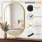 TRAHOME Oval Bathroom Mirror, 2 Pack 20"x30" Gold Vanity Mirror for Over Sink, Bedroom, Living Room, Entryway, Modern Mounted Metal Frame Wall Mirror