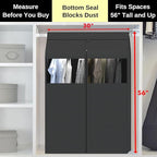 Simple Houseware 30"W x 54"H Garment Cover with Bottom Seal and Clear Window for Clothes Rack/Closet/Hanging Clothes, Dark Gray