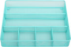 Annova Desk Top Organizer Tray for Office Organization - Metal Mesh - Storage Tray with Dividers for Pens, Desktop Accessories, Bathroom, Kitchen, Makeup and Office Supplies (Large, Turquoise)