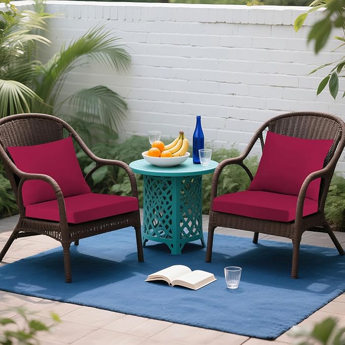 Outdoor Seat Cushion Set 19 x 19 In, Water-Resistant & Fade-Resistan, Patio Furniture Cushions with Removable Cover Deep Seat & Back Cushion with Handle and Adjustable Straps for Chair Sofa,1PC