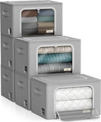 Sorbus Storage Bins with Metal Frame - Stackable & Foldable Clothes Organizer Bags - Oxford Fabric Storage Containers with Large Clear Window & Carry Handles Organization for Bedding Linen & Clothing