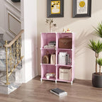 AWTATOS Cube Storage Organizer Protable Closet Organizers and Storage for Kids DIY Stackable 6 Cubes Storage Shelves Clothes Organizer for Bedroom, Home, Pink