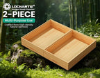 Bamboo Kitchen Drawer Organizer Boxes – 9" x 6" Stackable Wood Silverware Utensil Tray for Drawers Bins, Cutlery & Flatware Storage – Wooden Organizers Set of 2 for Junk Drawer, Bathroom, RV