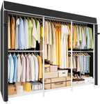 ULIFHOME E14C Pro Heavy Duty Closet Organizer System，Freestanding Clothing Racks for Hanging Clothes，Adjustable Garment Rack 69" W × 16" D × 77" H Hold 960 lbs，White Rack with Black Dustproof Cover