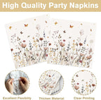 152Pcs Spring Wildflower Party Decorations include Plates, Cups, Napkins, Banner, Tablecloth for Floral Baby Shower Birthday Wedding Decorations, Serves 24