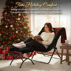 Tiita Folded Chair with Ottoman, Soft Faux Fur Oversized Folding Accent Chair,Lazy Chair, Metal Frame Moon Chair for Bedroom, Living Room, Dorm Rooms, Garden and Courtyard