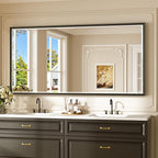 Keonjinn 72" x 36" Large Black Bathroom Vanity Mirror, Brushed Black Framed Mirror for Wall, Tempered Glass with Beveled Edge, Sculpted Aluminum Alloy Frame, Oversized Bathroom Mirrors for Over Sink