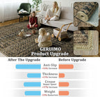 5x7 Machine Washable Area Rug for Living Room, Brown Black Vintage Moroccan Rug Large Non-Slip Low Pile Soft Faux Wool Carpet, Kids and Pets Friendly for Bedroom Dining Room Farmhouse Home Decor Rug