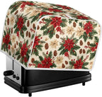 ZFRXIGN Christmas Flower Toaster Covers Mushroom Toaster Cover 4 Slice Small Appliance Covers Kitchen Microwave Oven Dust Cover Case Protector Toaster Covers Poinsettia Floral Beige