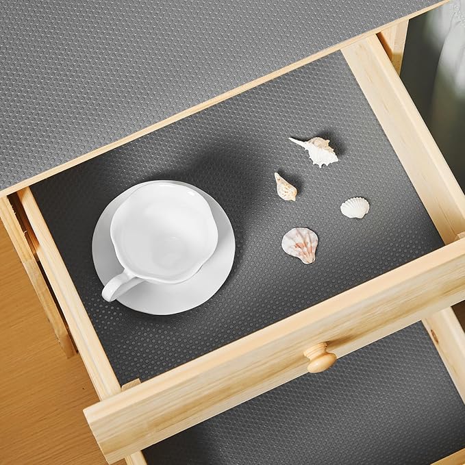 100% EVA Shelf Liner for Kitchen Cabinet, 24" x 240" Drawer Liners Non Adhesive Non Slip Waterproof Plastic Paper, Dresser Pantry Bathroom Refrigerator Protector, Grey