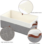 3 Pack Large Capacity Storage Bins Closet Organizer for Shelves, Fabric Closet Storage Baskets Boxes with Leather Handles for Organizing Clothes, Sheets, Jeans, Toys, Books (Grey)