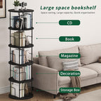 5Tier Rotating Bookshelf, Spinning Bookshelf Tower, 360 ° Display Space Saving