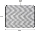 SUBEKYU Dish Drying Mat for Kitchen Counter, Microfiber Absorbent Dishes Drainer/Rack Pads under Sink, 19.6 by 16.1 inches, Set of 2, Grey, Ripple