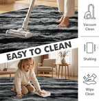 Area Rugs for Living Room, 4x6 Feet Soft Fluffy Shagg Plush Rug High Pile Large Non-Slip Floor Carpet for Bedroom Nursery Dorm Decor Aesthetic Black