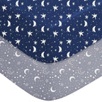Pack and Play Sheets Fitted, Mini Crib Sheets 2-Pack for Pack N Play Mattress, Stretchy Playpen Sheet for Boys Girls, Softness and Breathable, 38" x 26"