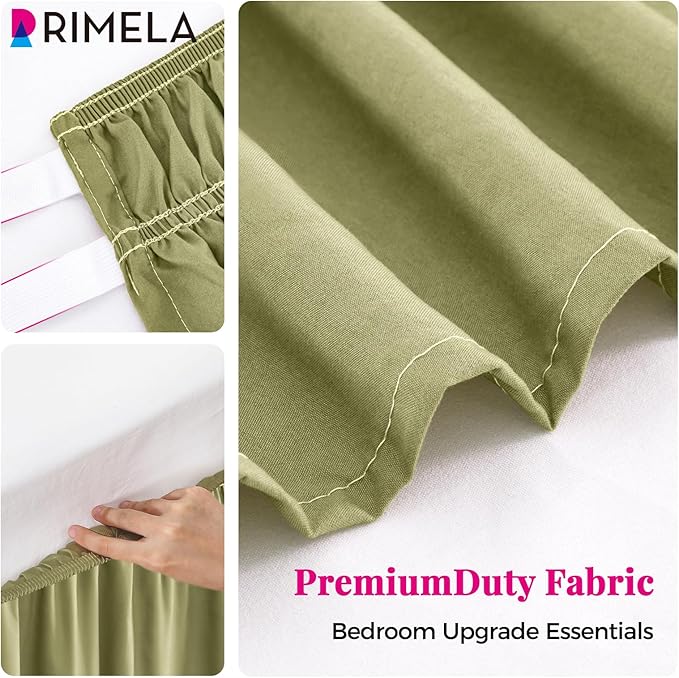RIMELA Sage Green Bed Skirt Full Size 15 Inch Drop, Elastic Bed Skirting for Bed Base and Frame, Bedding Dust Ruffle Easy to Install, Wrap Around Adjustable Bedskirt