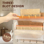 Rebee Vision Pine Wood Key Holder Wall Mount – Key Holder for Wall with Mail Slot & Floating Shelf for Mail & Apartment Essentials – Charming Home Decor for Home Improvement(Natural)