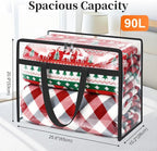 SpaceTrove Clear Clothes Storage Bags, 4 Pack Closet Organizers and Under Bed Storage Containers, Foldable Moving Bags with Zippers for Comforter, Blanket, Bedding, Duvet, PVC Packing Bags 90L