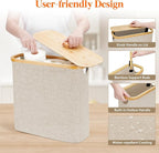 Lifewit Toilet Paper Storage Holder for 12 to 16 Rolls, Free Standing Toilet Paper Basket Stand with Bamboo Lid, Collapsible Fabric Bathroom Organizer Box for Mega Rolls, 30L, Extra Large, Beige