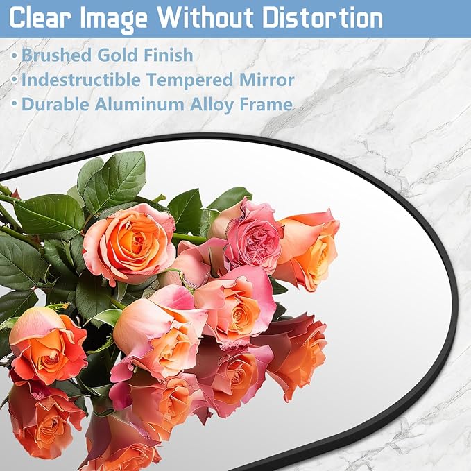56"X18" Full Length Mirror, Black Floor Mirror with Stand Hanging or Leaning Against Wall Aluminum Alloy Frame Wall Mirror Full Length Tempered Glass for Bedroom Living Room