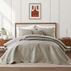 IR Imperial Rooms 8 Pack Quilt King Size Bedding (106" x 96") - Bulk Wholesale for Hotels, Guest Bedroom & Airbnbs - Lightweight Microfiber Reversible Embossed Quilts Bedspread (Beige)