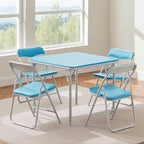 VECELO 24'' Kids Folding Activity Card Table, with Ultra Soft Padded Tabletop, 1 Piece, Blue & White