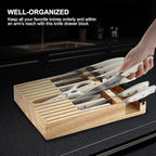 N NOBLE FAMILY In-drawer Knife Block Set, 16PCS Kitchen Knife Set with Wooden Block, Chopping Knives Set, Stainless Steel Knife Block Set, Sharp Cooking Knife Set with Cutting Board, Rust Proof, White