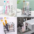 Urbanstrive 304 Stainless Steel Bathroom Toothbrush Holder Toothpaste Holder Stand Bathroom Accessories Organizer (Silver, Large)