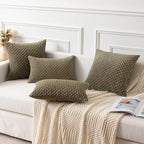 Kevin Textile 12x24 Inch Pillow Cover 1 Pack Boho Decorative Soft Striped Corduroy Lumbar Farmhouse Color Accent Rectangle Cushion Case for Living Room Couch Sofa Bed, Olive Green