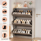 Shoe Storage Cabinet, Wood Shoe Organizer for Entryway with 3 Flip Drawers, Freestanding Shoe Rack with Adjustable Shelf, Narrow Shoe Dresser for Front Door Entrance(Grey, 47.2" x 31.5" x 9.25")