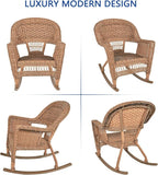 Jeco 3 Piece Rocker Wicker Chair Set