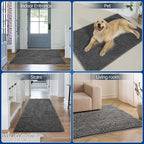 Chenille Absorbent Front Door Mat 96" x 48", Dog Door Mat for Muddy Paws, Trap Dirt Doormat, Mud Mat for Dogs, Washable Non Slip Outdoor Indoor Doormats for Entryway, Grey