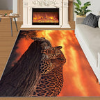 5x6 Sunrise Leopard Rugs for Office - Sunset African Savanna Living Room Carpet, Wild Animal Bedroom Area Rug Kids Low Pile Rug for Indoor Outdoor Hardwood Floors Home Decor